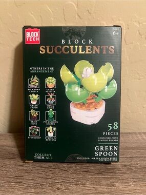 Block Tech Succulents Green Spoon Five Below Build Flowers NIB